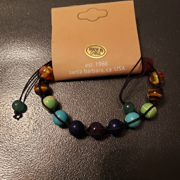*New Never Worn*Rainbow Chakra Stone Bead Bracelet - Picture 3 of 3